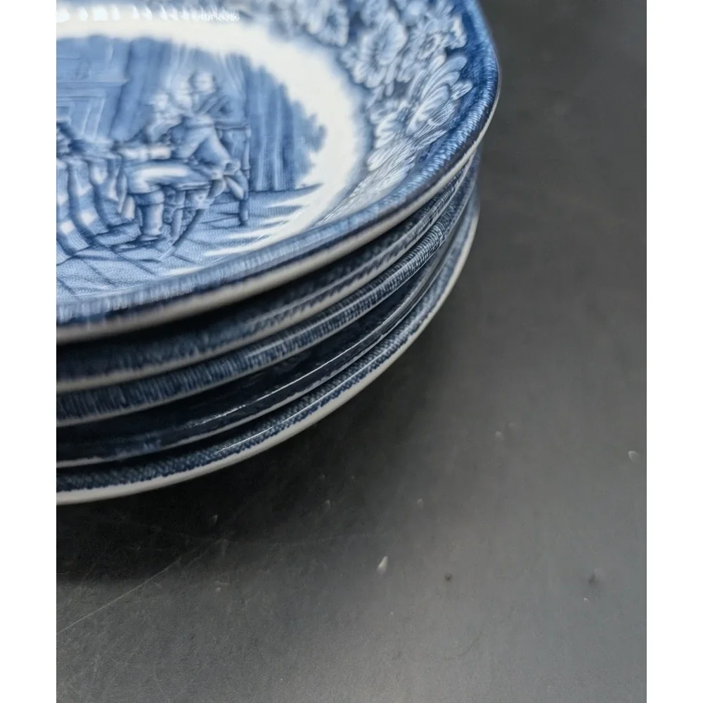 Liberty Blue Historic Colonial Scenes Betsy Ross Fruit Bowls Set of 5 England